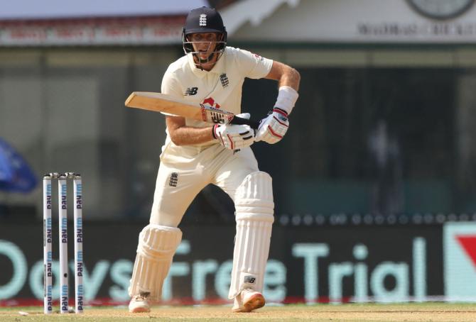 Joe Root bats during Day 2