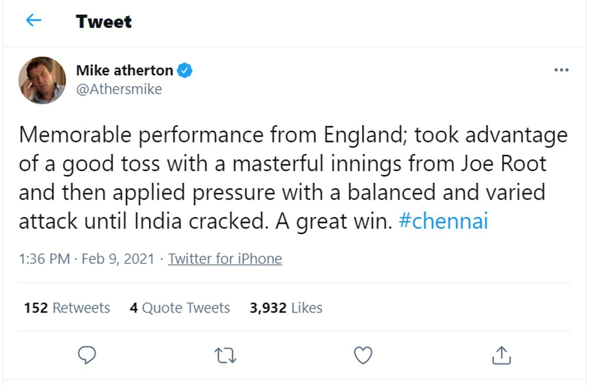 Mike Artherton's tweet