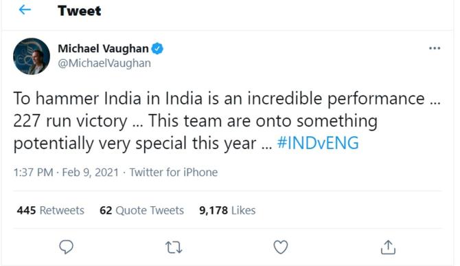 Micheal Vaughan's tweet