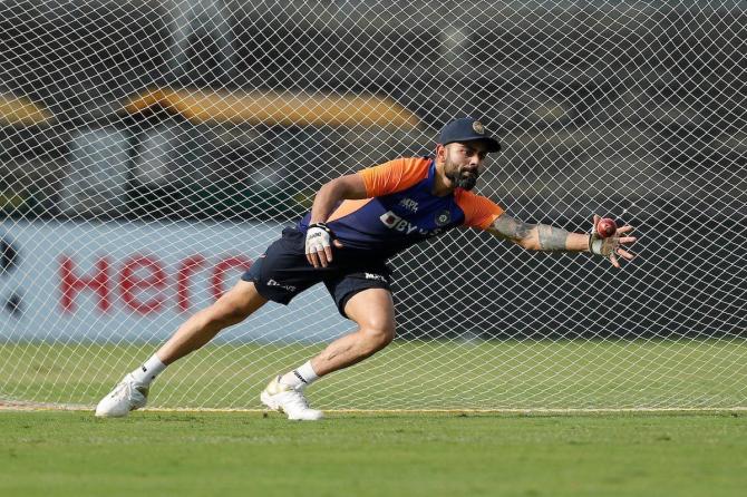 Virat Kohli gets some catching practice 