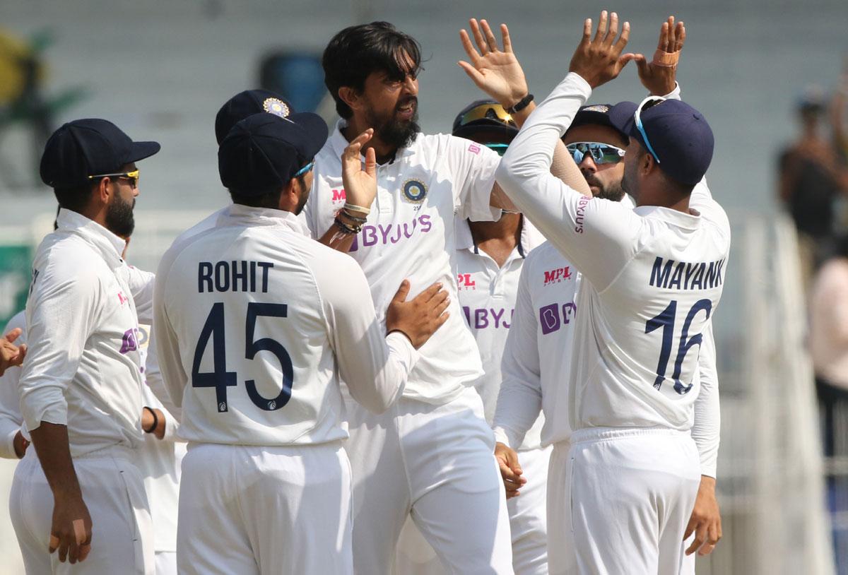 Ishant Sharma celebrates after dismissing Rory Burns