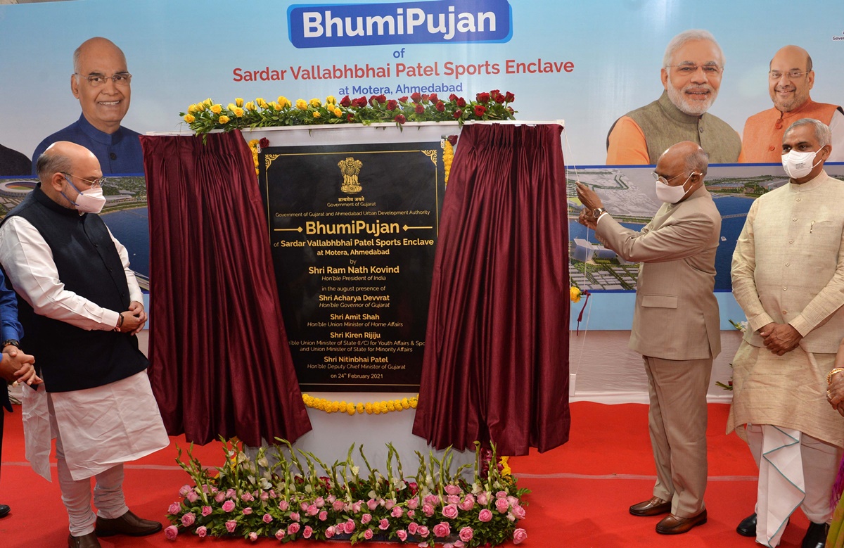 President Ram Nath Kovind throws open the Narendra Modi stadium in Ahmedabad on Wednesday.