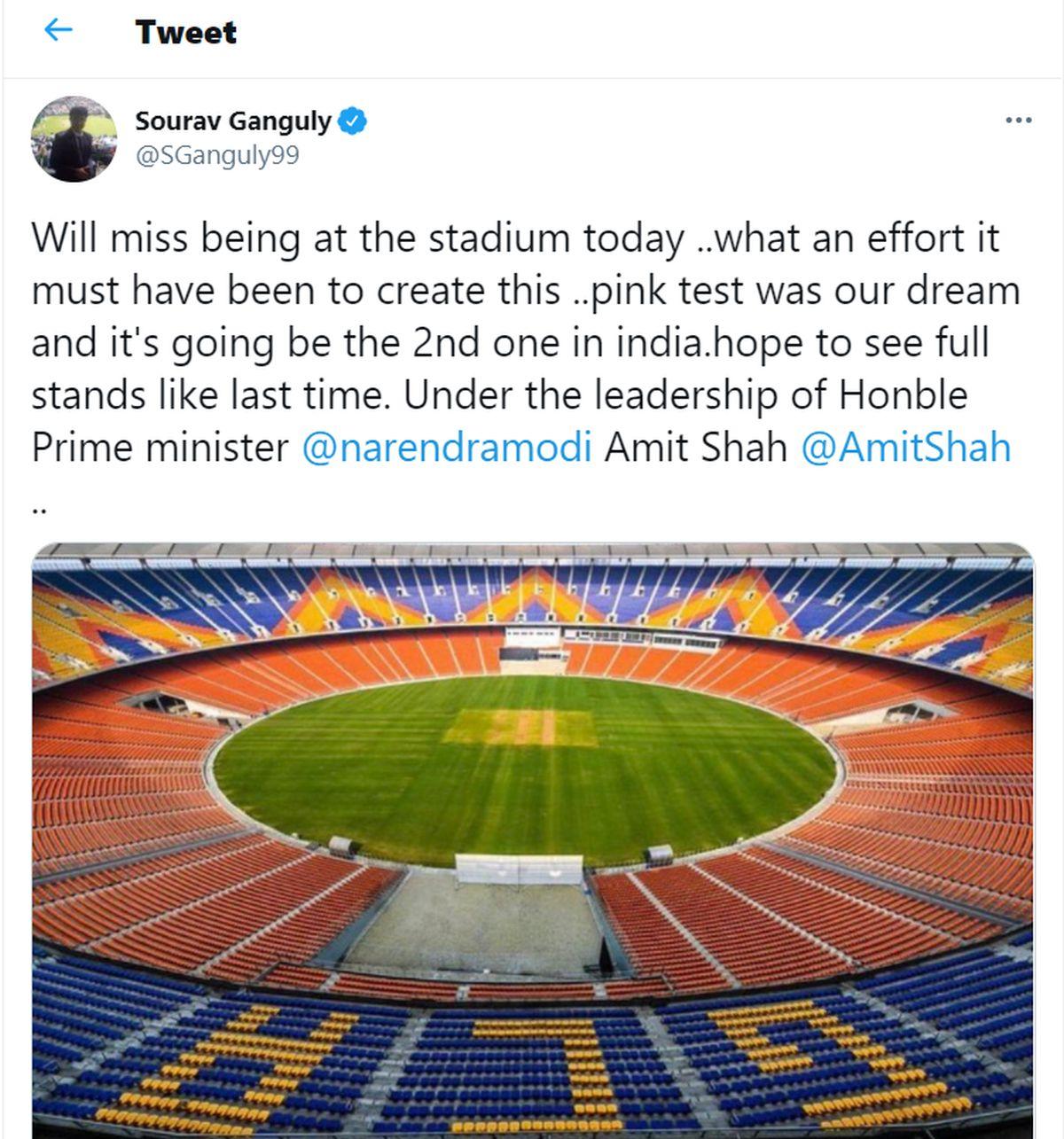 Sourav Ganguly's tweet