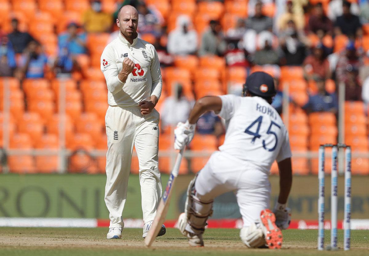 Matthew Jack celebrates the wicket of Rohit Sharma