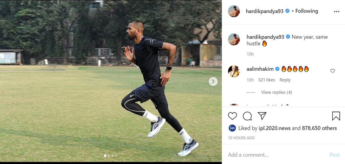 Hardik Pandya returned to his training routine on Thursday