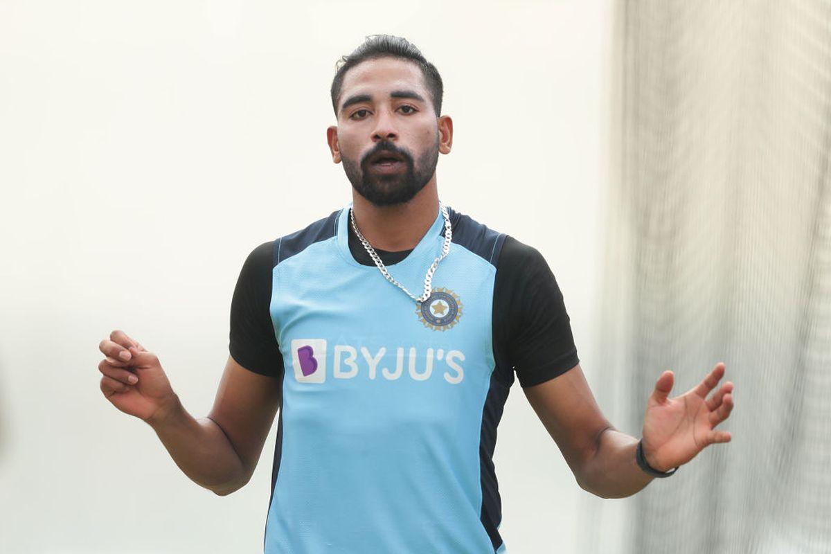 Mohammed Siraj at a training session