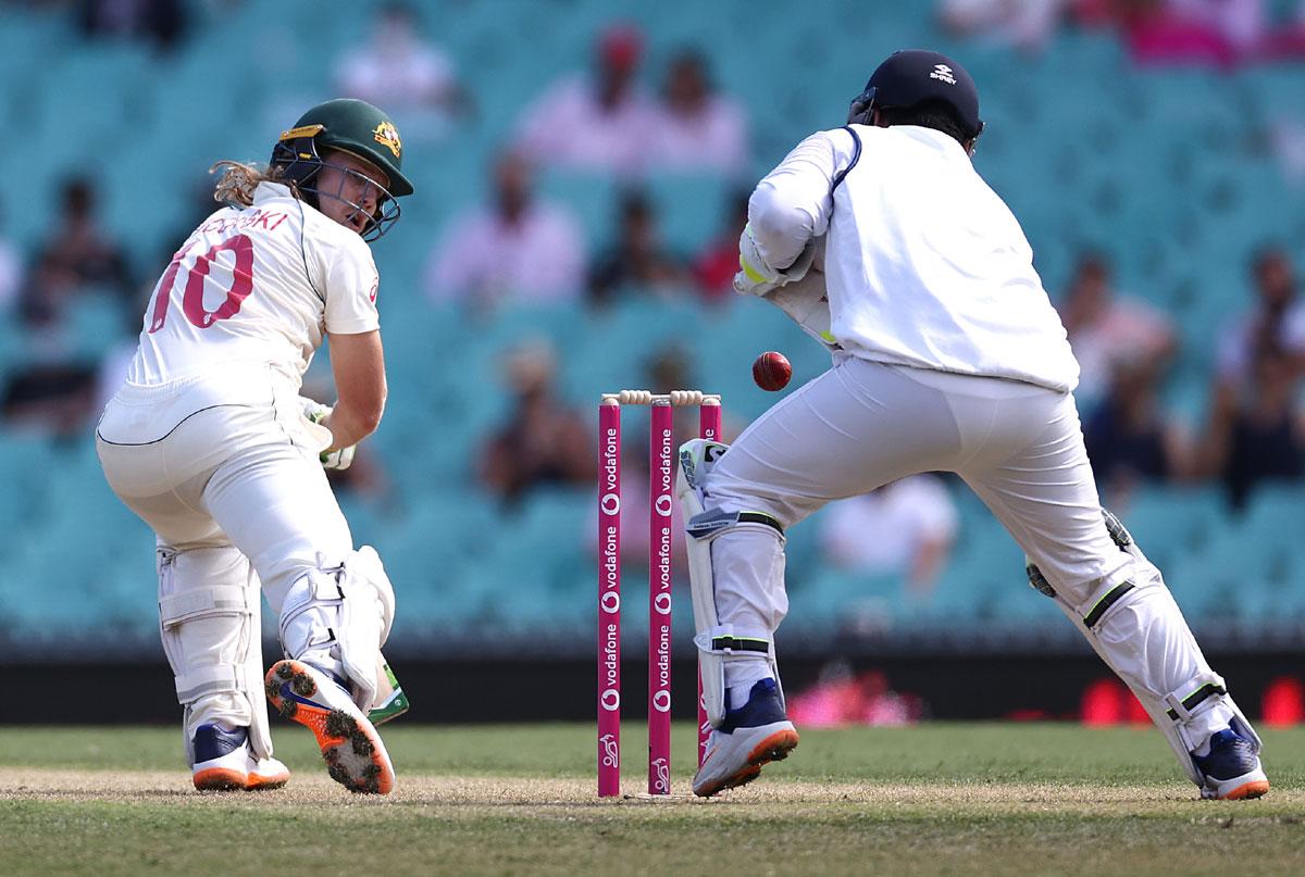 Rishabh Pant fails to hold on to an edge off Will Pucovski's bat off the bowling of Ravichandran Ashwin. 