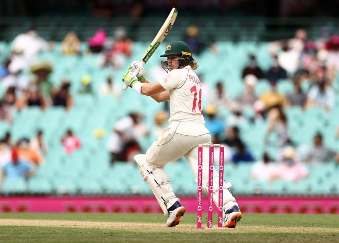 Australia debutant Will Pucovski bats during Day 1 of the third Test