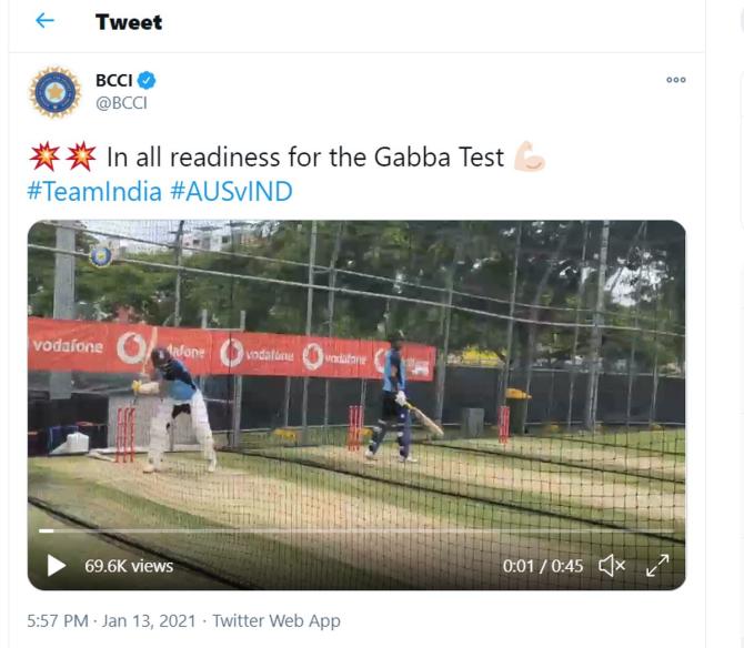 Team India players bat in the nets