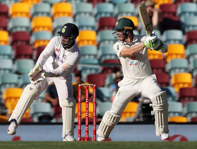 Tim Paine bats during Day 1 of the fourth Test.