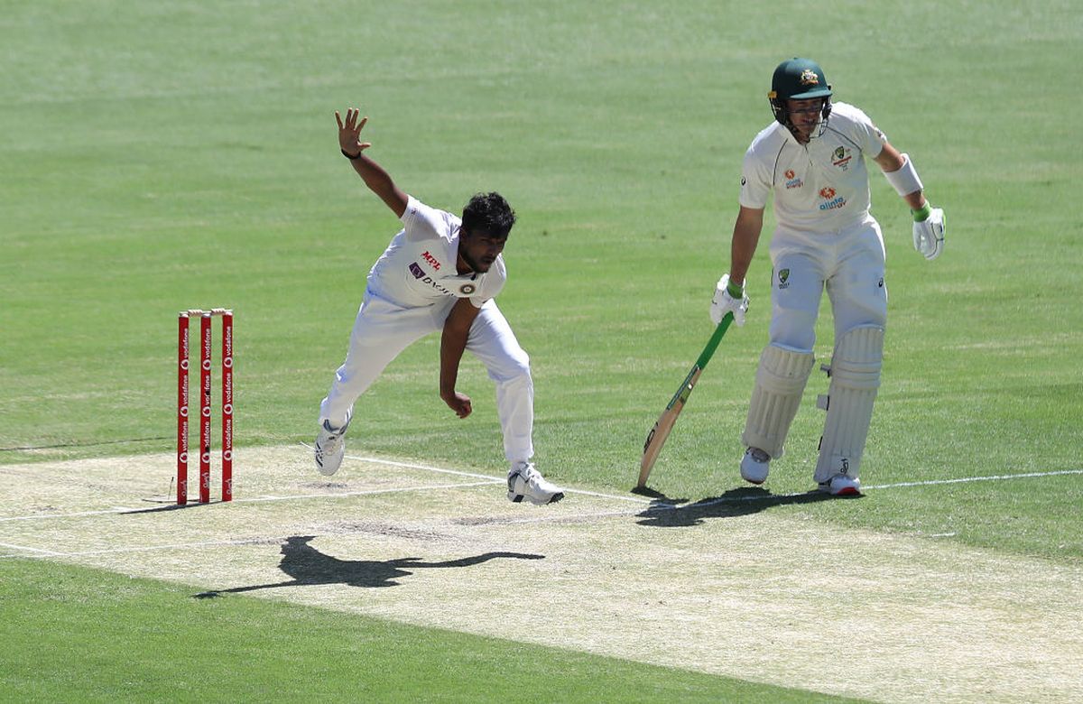 India's Thangarasu Natarajan bowls finished with figures of 3 for 78 in 24.2 overs