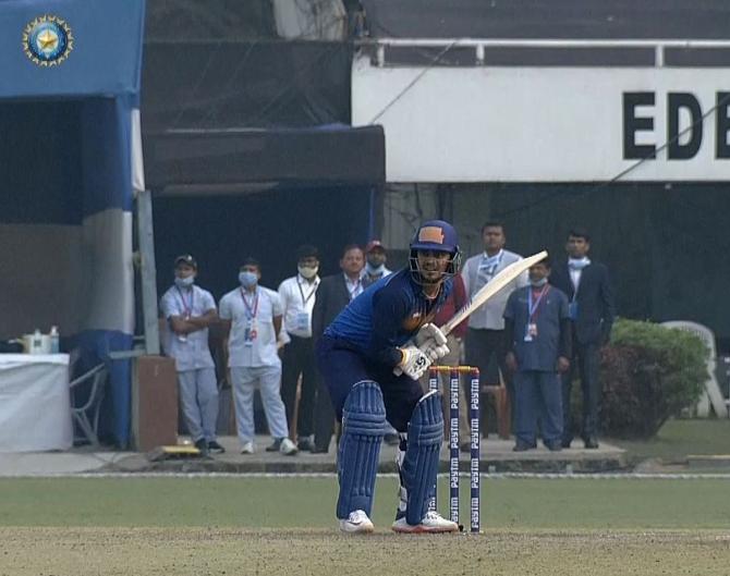 Jharkhand's Ishan Kishan bats during their match against Hyderabad on Monday