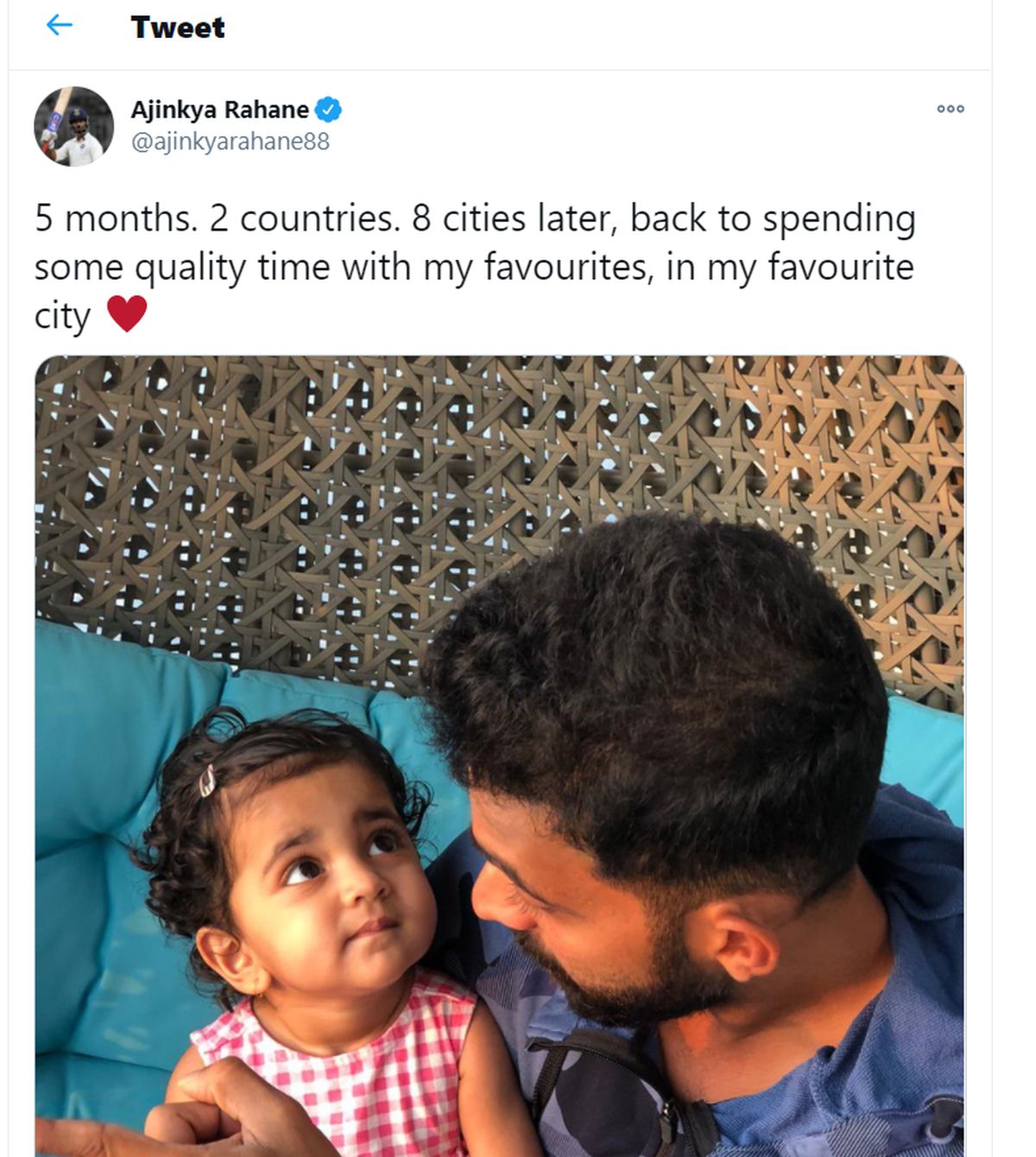 Ajinkya Rahane's tweet