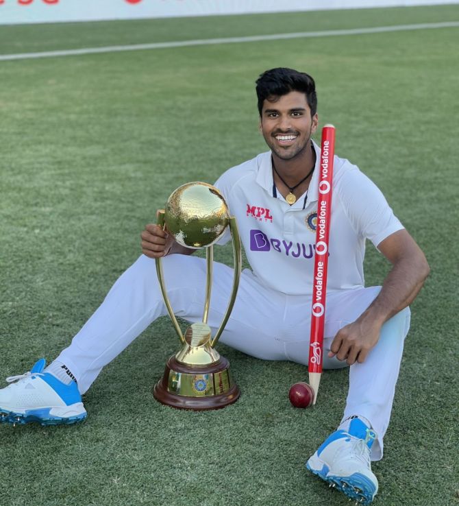 Washington Sundar scored 62 in the first innings at Gabba to keep India in the match and then a quick 22, including a hooked six off Pat Cummins, to play a part in the finishing act, apart from a match-haul of four wickets.