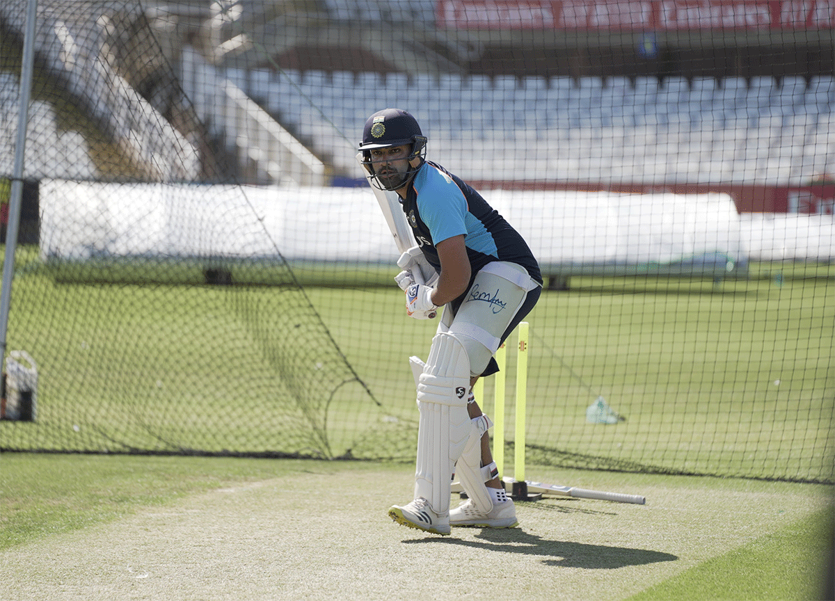 Rohit Sharma is all focus at practice