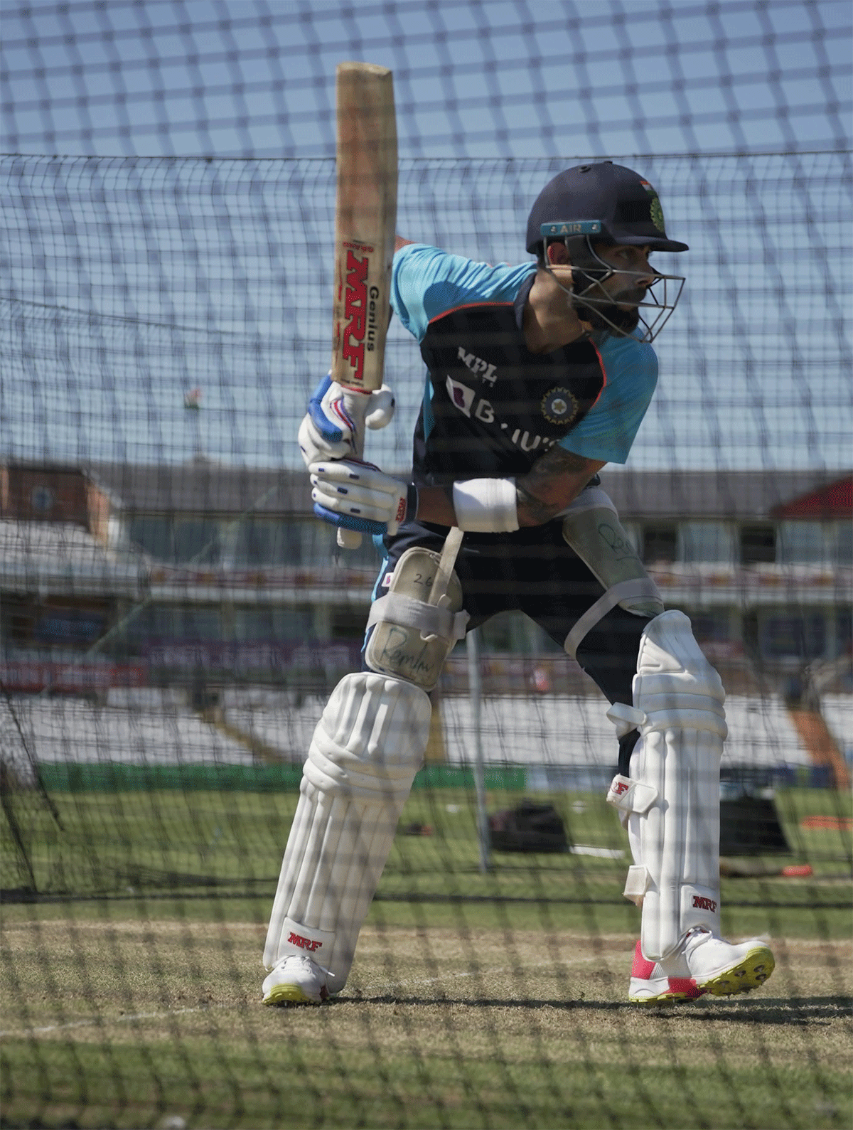 Virat Kohli at a nets session in Durham on Saturday. 