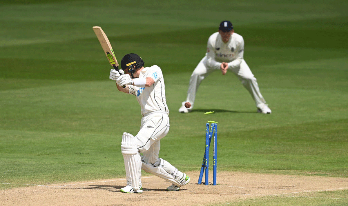 Will Young is bowled by Olly Stone 