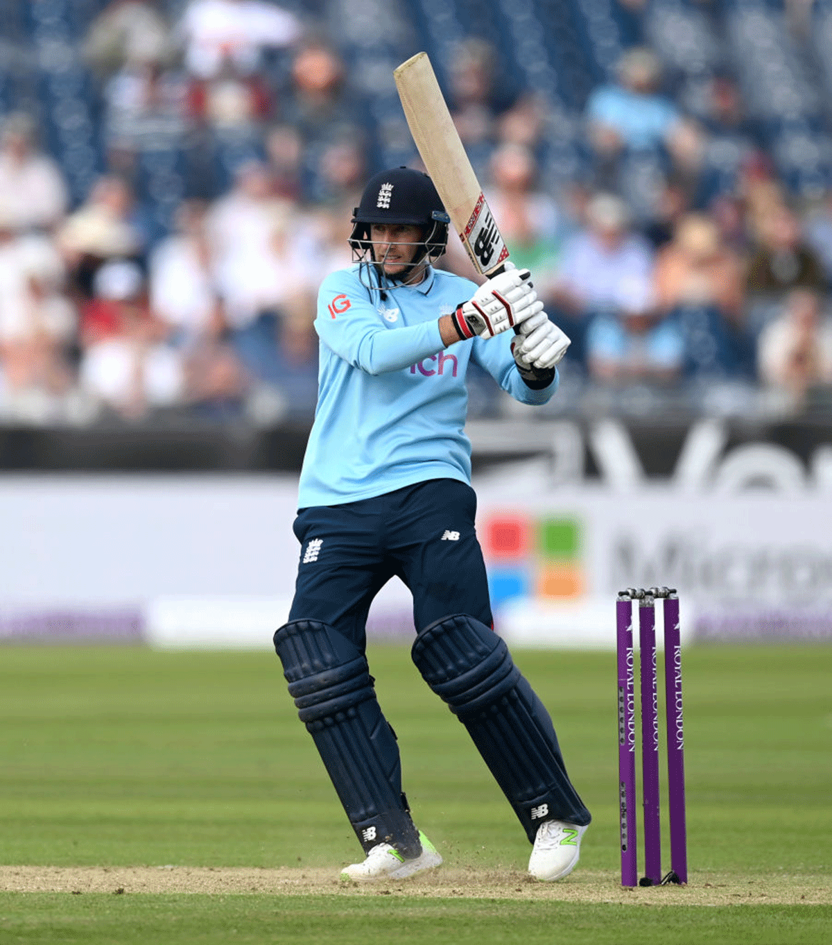 England's Joe Root bats en route an unbeaten half-century during the 1st One Day International against Sri Lanka at Emirates Riverside in Chester-le-Street, England, on Tuesday