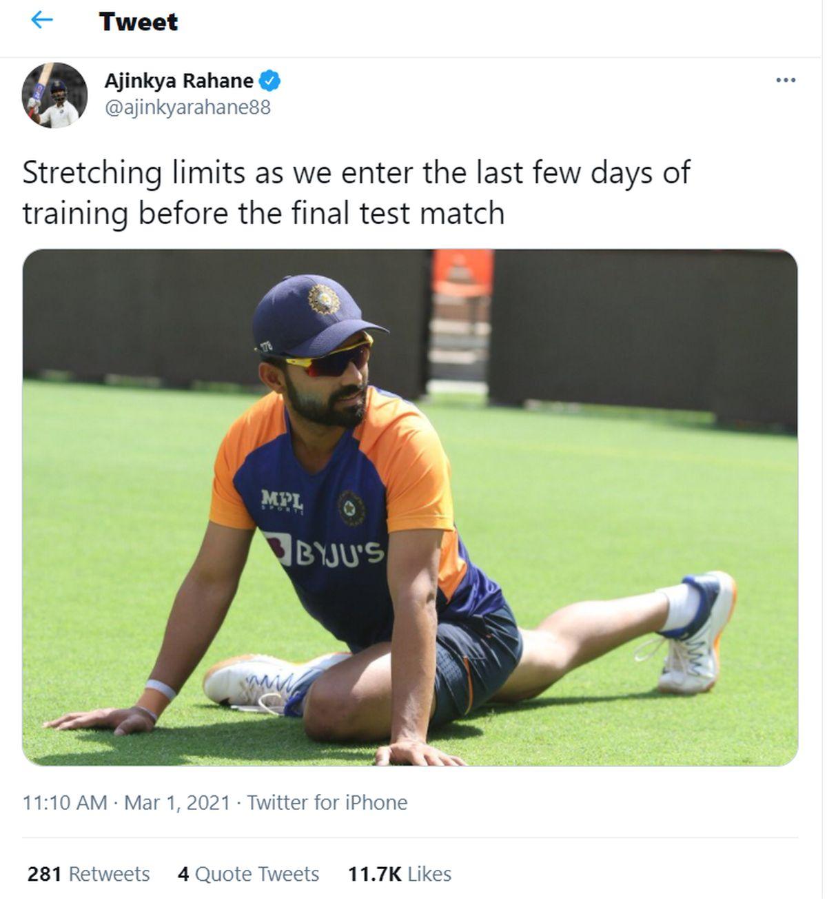 Ajinkya Rahane's tweet