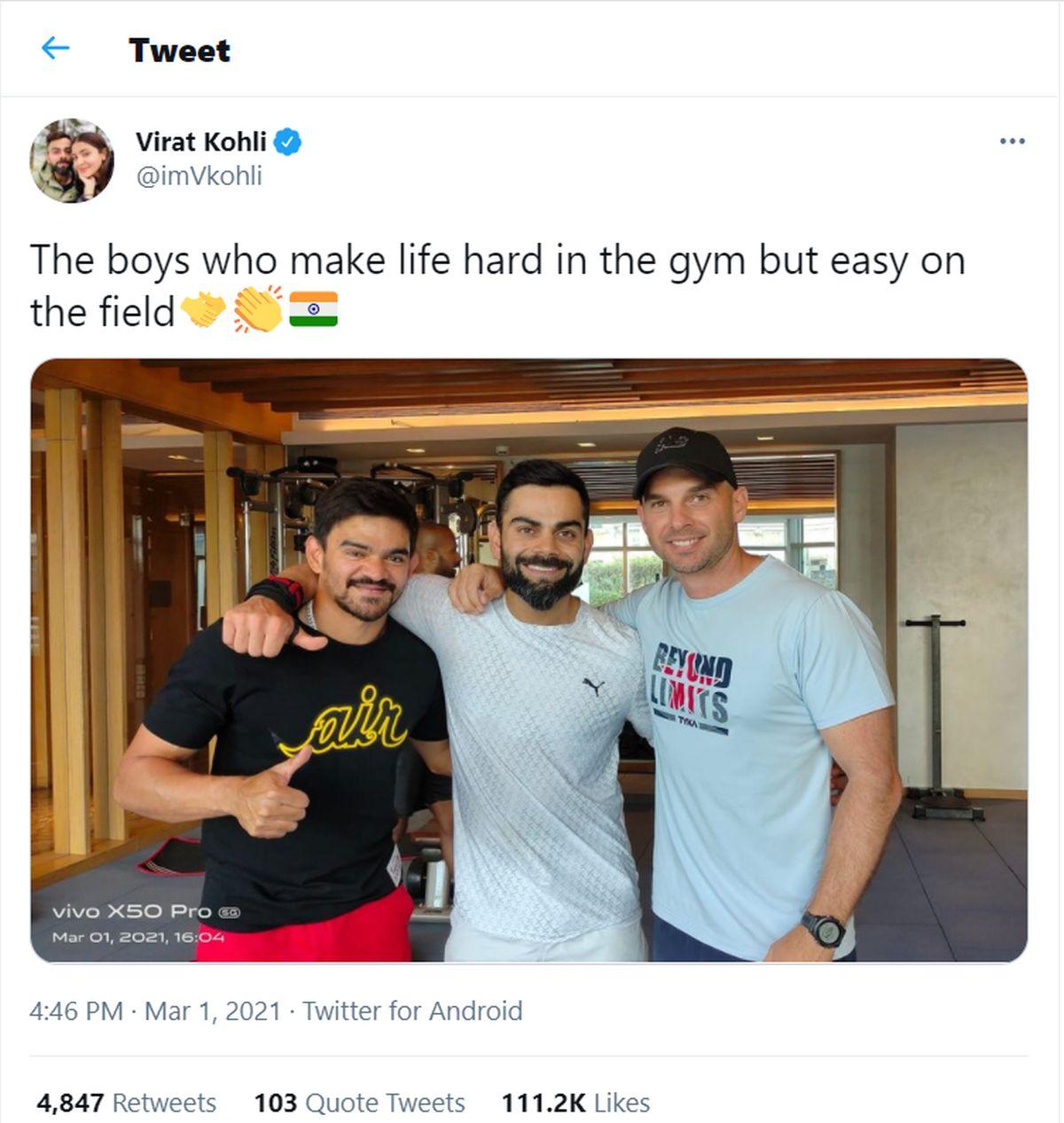 Virat Kohli's tweet