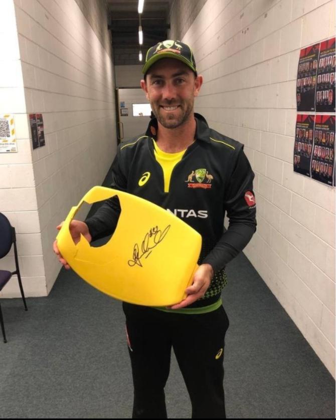 The seat broken after being hit by a six off Glenn Maxwell during the 3rd T20I at Wellington on Thursday