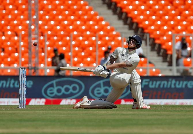 Ben Stokes batted for nearly two and a half hours to get to his fifty before being dismissed by Washington Sundar