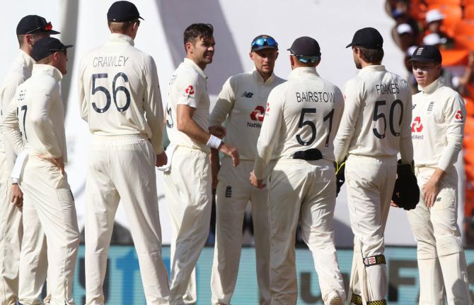 James Anderson celebrates the wicket of Shubman Gill