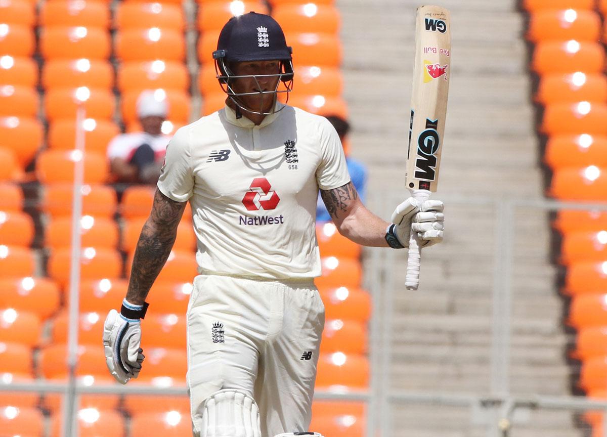 Ben Stokes celebrates his fifty.