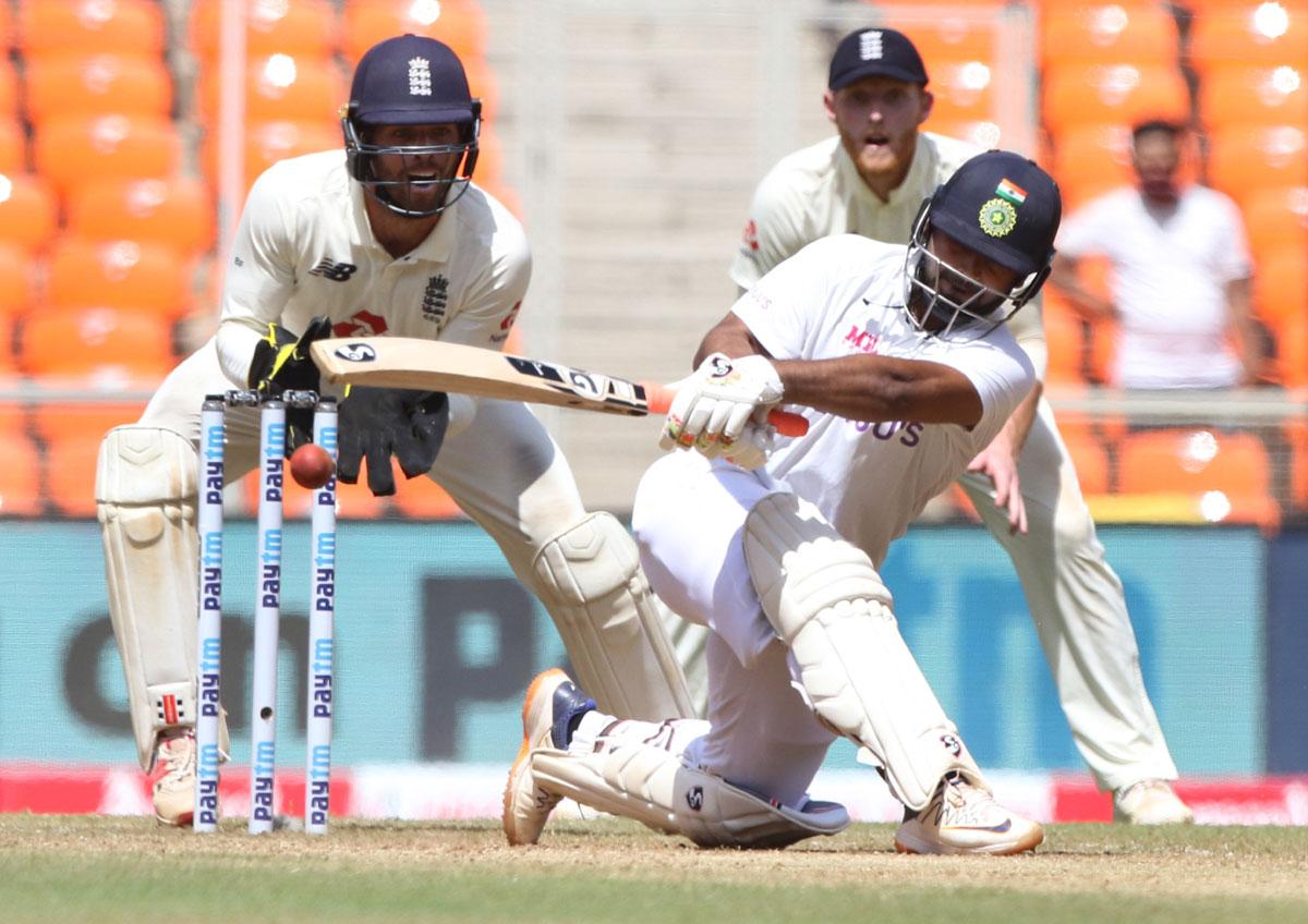 Rishabh Pant sweeps one to the fence