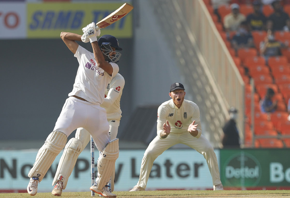 Axar Patel scores a boundary