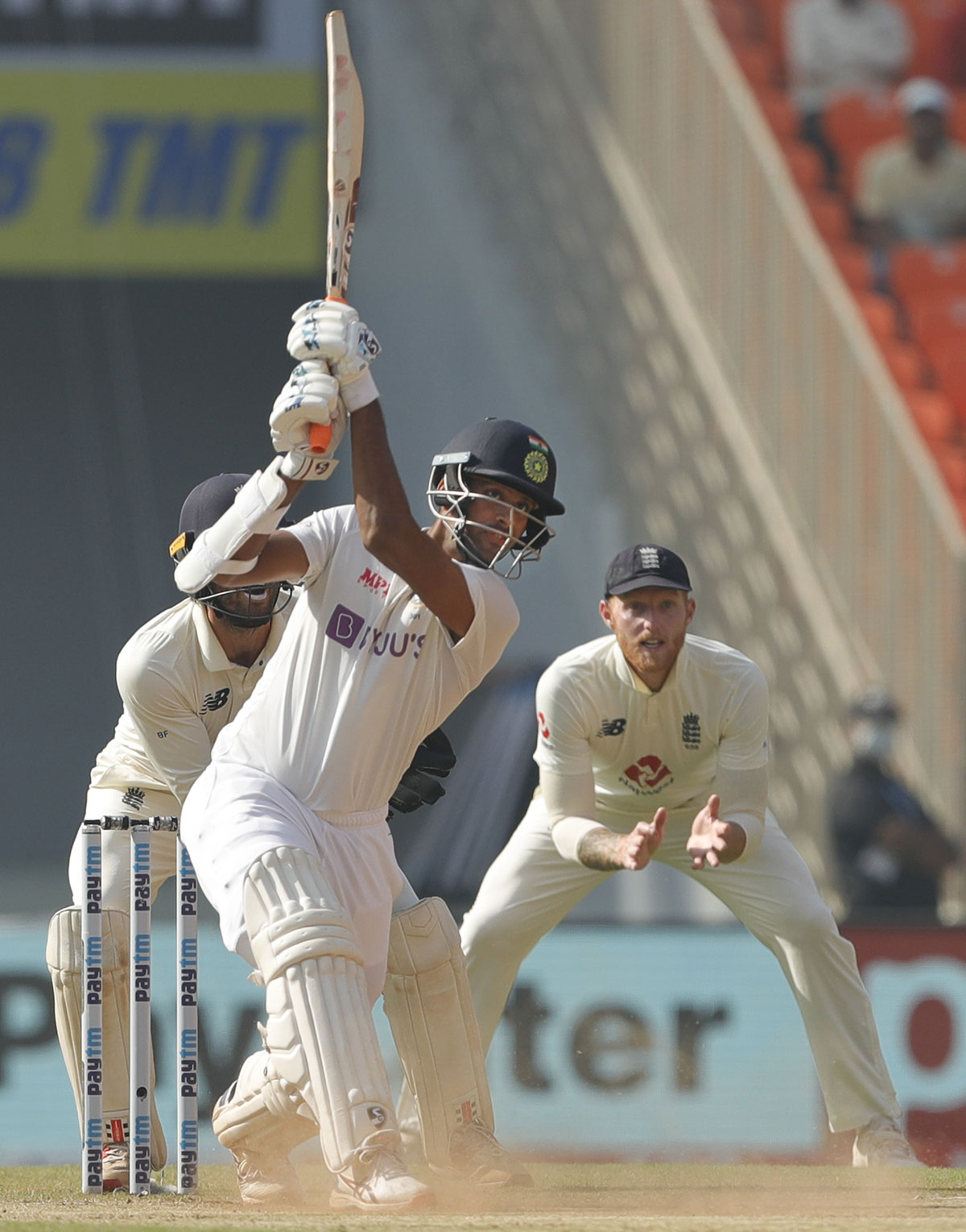 Washington Sundar scores a boundary