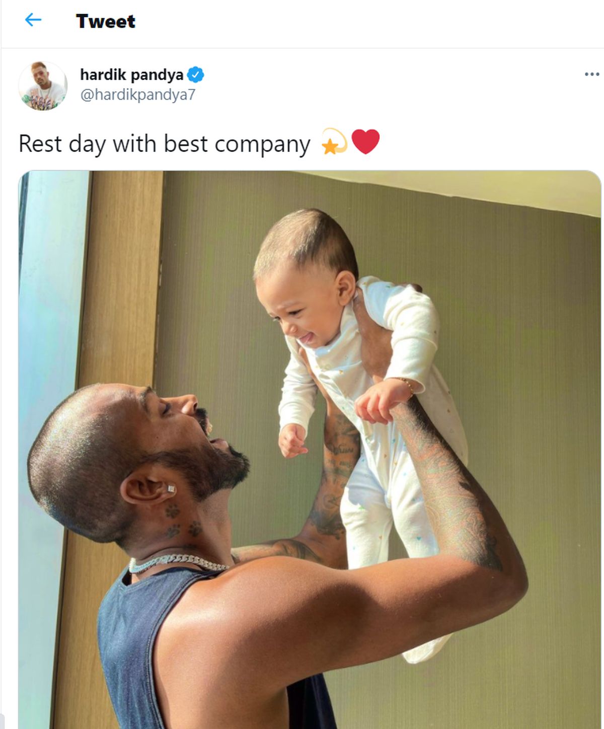 Hardik Pandya's tweet