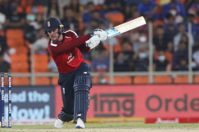 Jason Roy plays a shot during the 1st T20 International