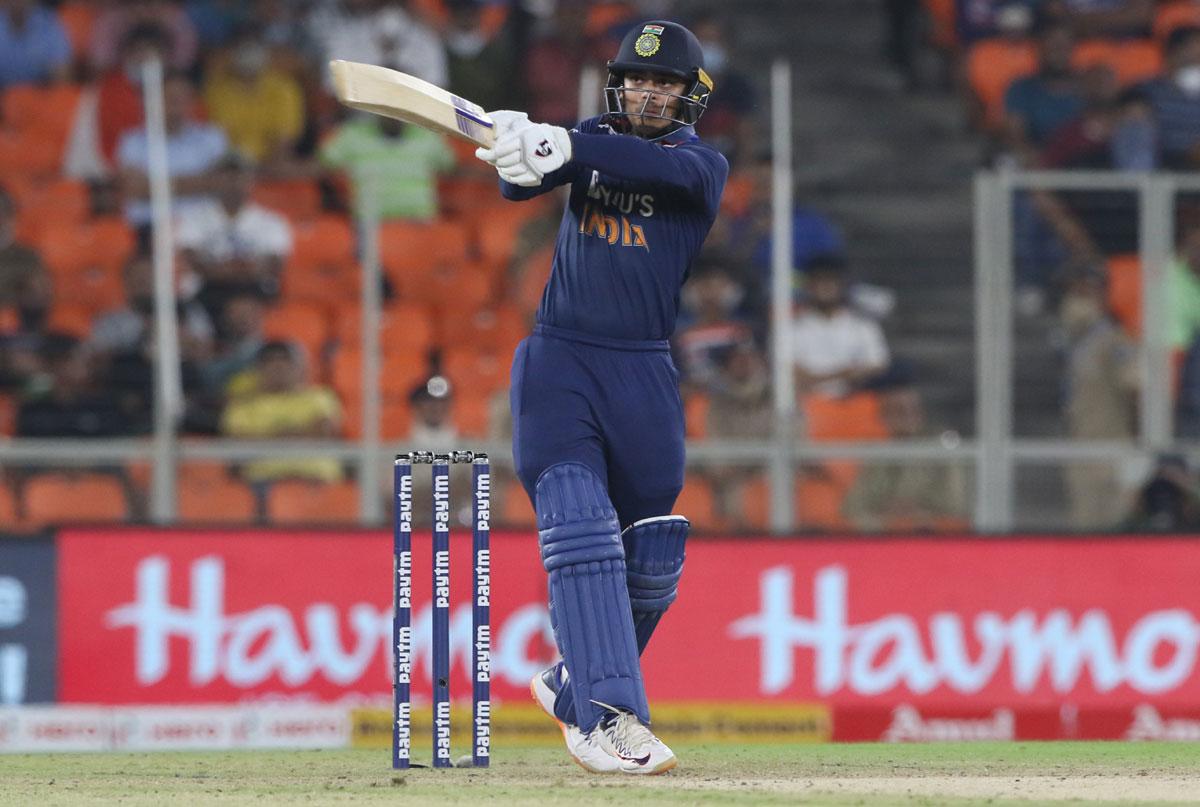 Ishan Kishan plays a shot