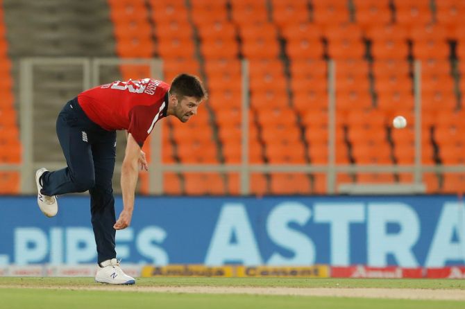 England pacer Mark Wood troubled India's top order in the third T20I in Ahmedabad, clocking 140-kph-plus consistently.