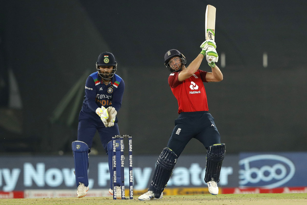 Jos Buttler hits a boundary