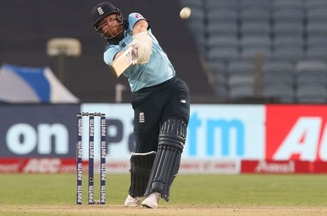 Jonny Bairstow was England’s top-scorer with 94 off 66 balls, including six four and seven sixes in the first ODI on Tuesday
