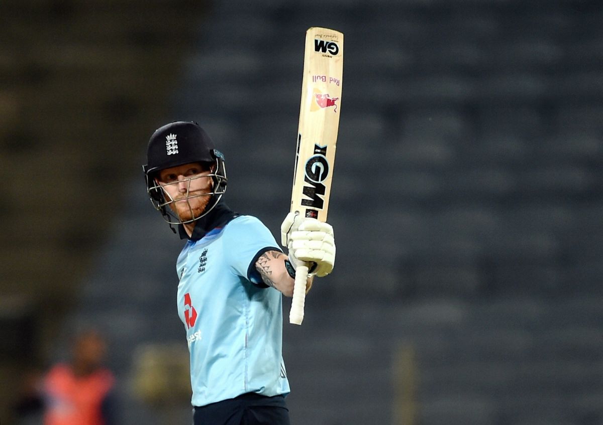 England's Ben Stokes celebrates his half century