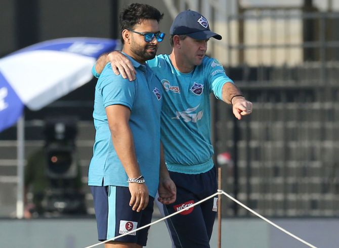 Delhi Capitals head coach Ricky Ponting with Rishabh Pant. Pant is one of only four players retained by DC