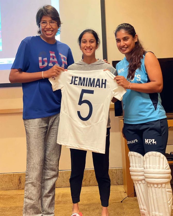 Jemimah Rodrigues at the jersey unveiling in Mumbai on Sunday
