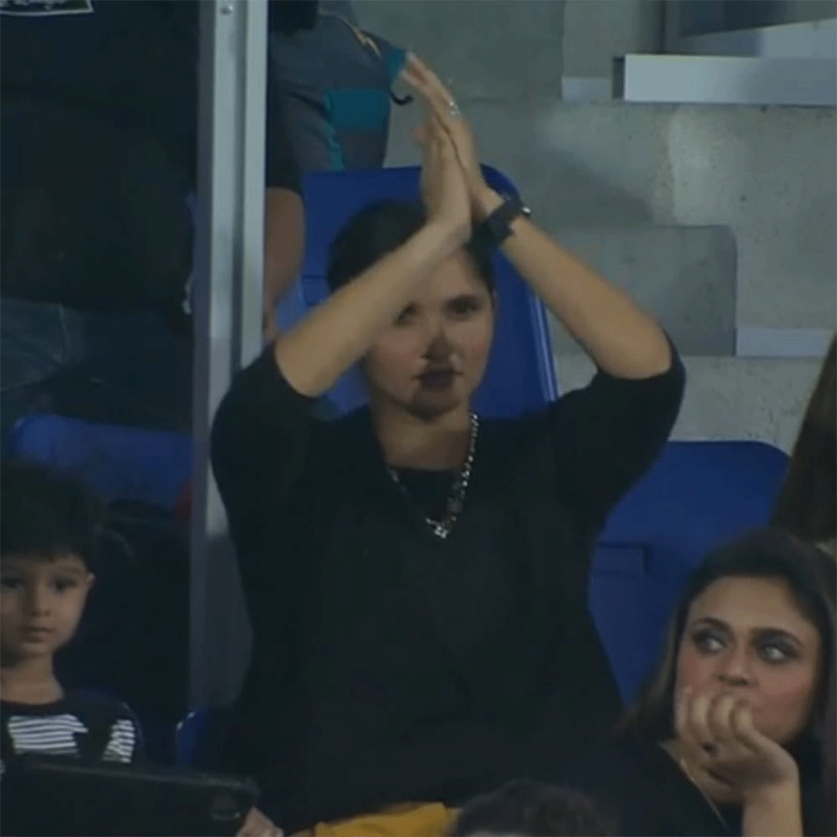 Sania Mirza cheers as husband Shoaib Malik completes a record-equalling half-ton