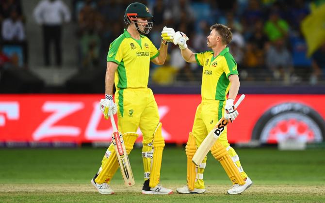 Mitchell Marsh and David Warner scored sublime half-centuries to guide Australia to victory over New Zealand in the T20 World Cup final, at Dubai International Stadium,