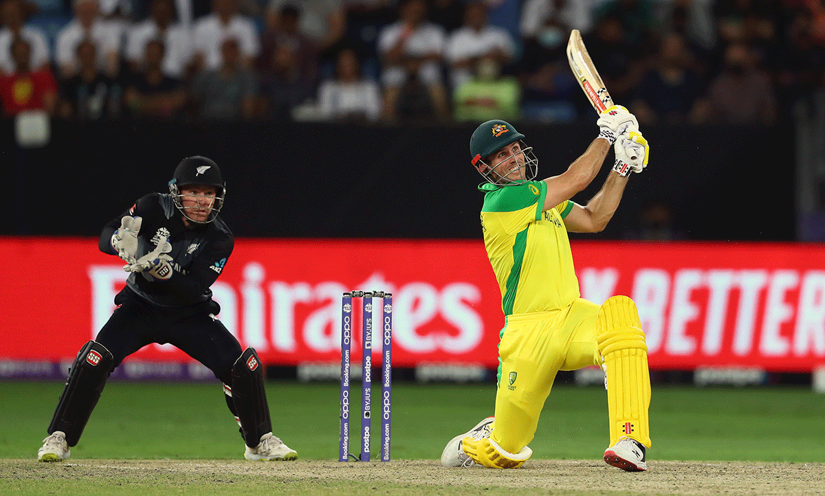 Mitchell Marsh gets into the act during his match-winning knock of 77 not out