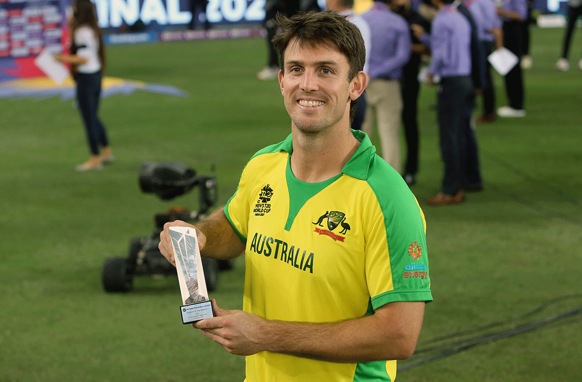 Australia's Mitchell Marsh receives Player of the Match award 