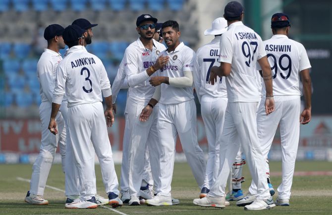 India pacer Umesh Yadav celebrates after dismissing New Zealand captain Kane Williamson.