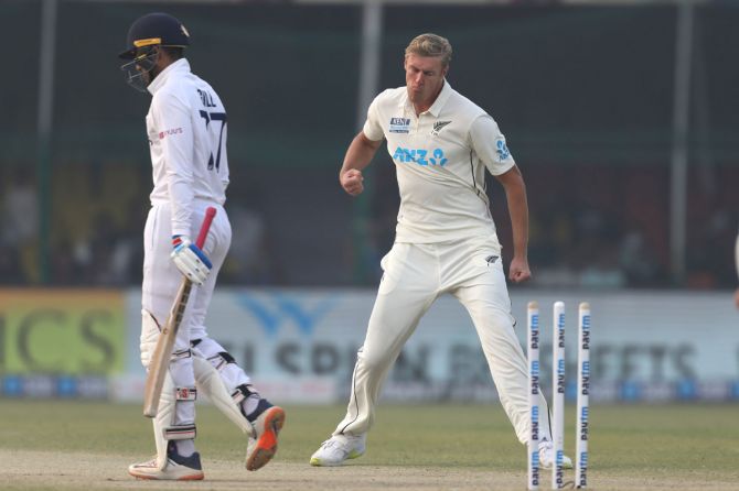 New Zealand pacer Kyle Jamieson is ecstatic after dismissing India opener Shubman Gill in the second innings.