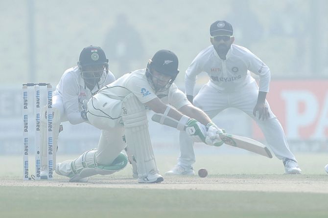 New Zealand opener Tom Latham bats during Day 3.