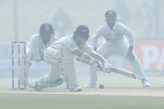 New Zealand opener Tom Latham bats during Day 3.