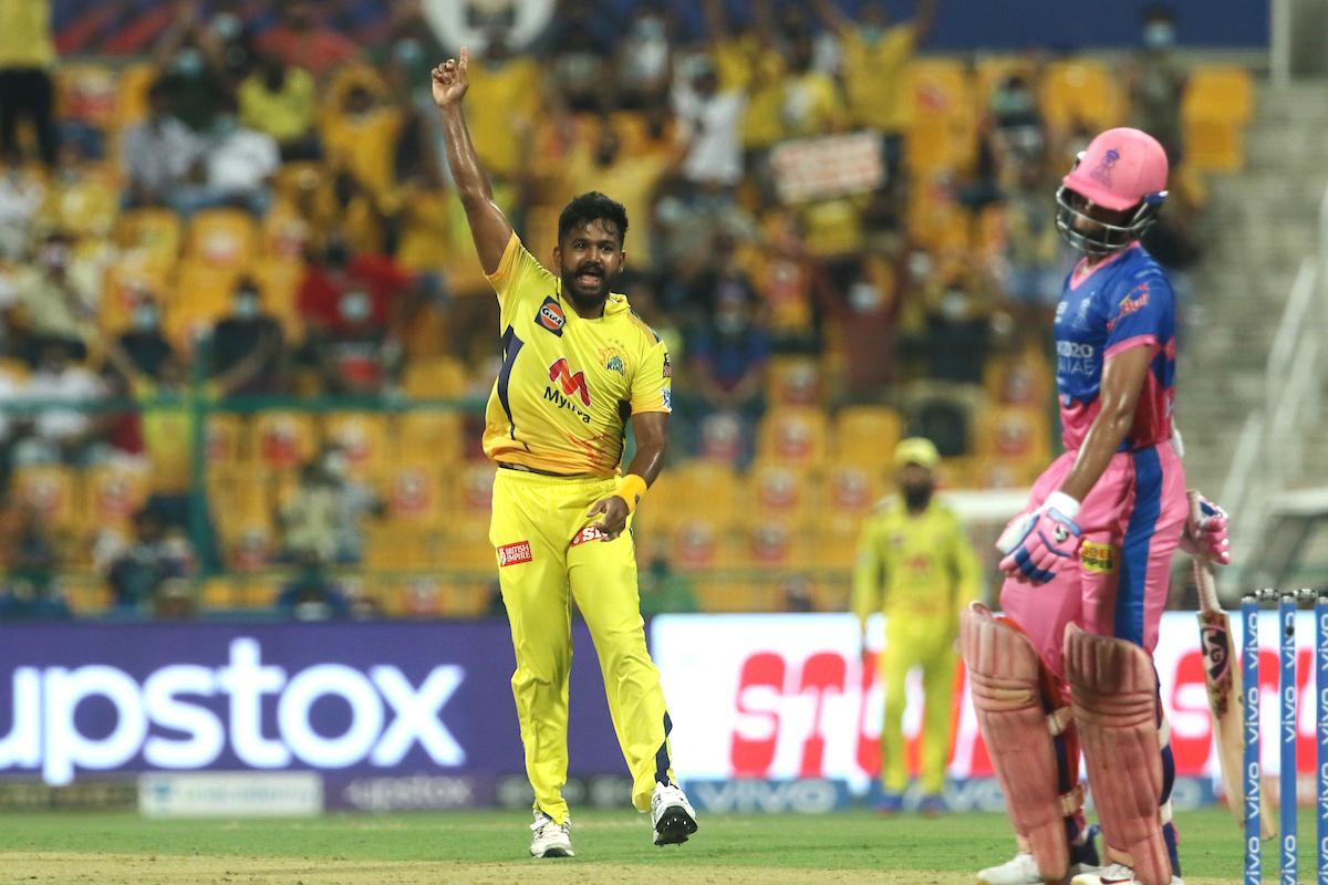 K M Asif celebrates the wicket of Yashasvi Jaiswal.