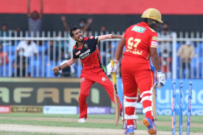 Yuzvendra Chahal is ecstatic after bowling Punjab Kings batter Sarfaraz Khan